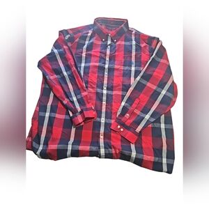 U.s Polo Assn. Red and Blue Plaid Button-Up Shirt
